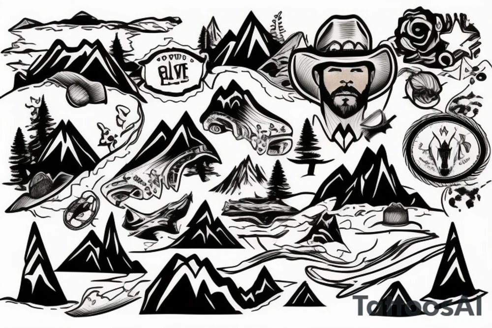 Mountains, rivers, cowboys tattoo idea