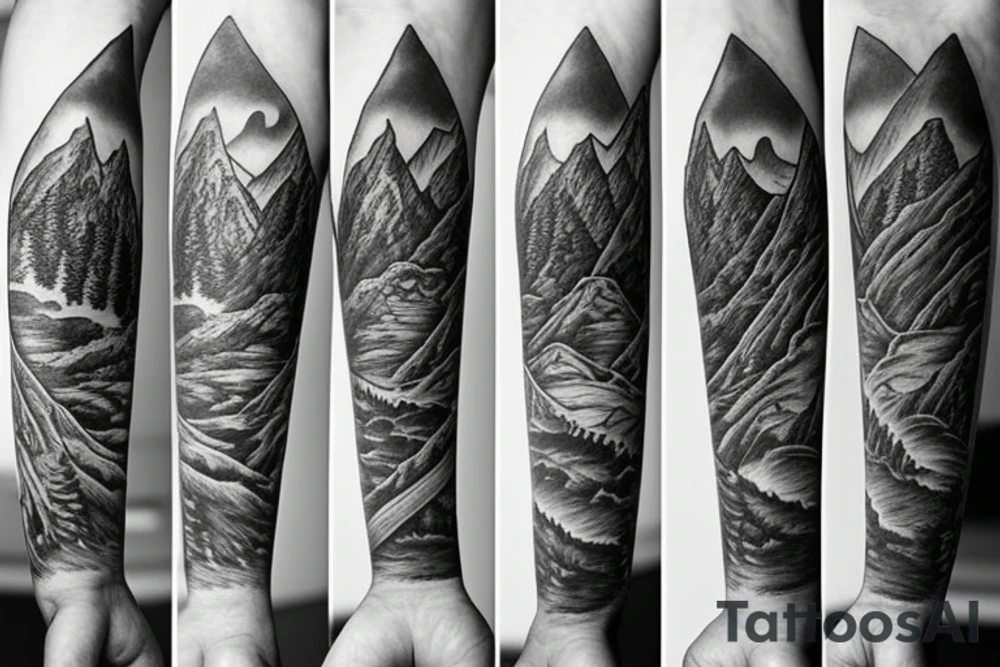 forearm ideas. Mountains, rivers, cowboys tattoo idea forearm ideas. Mountains, rivers, cowboys tattoo idea