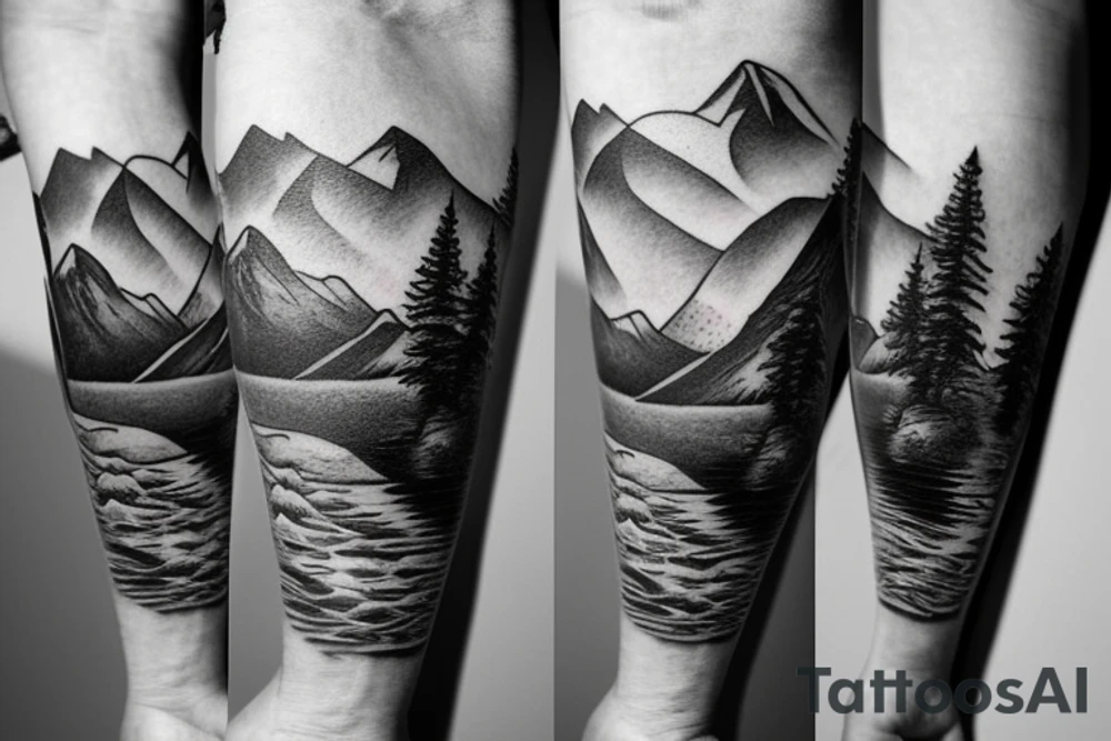 forearm ideas. Mountains, rivers, cowboys tattoo idea