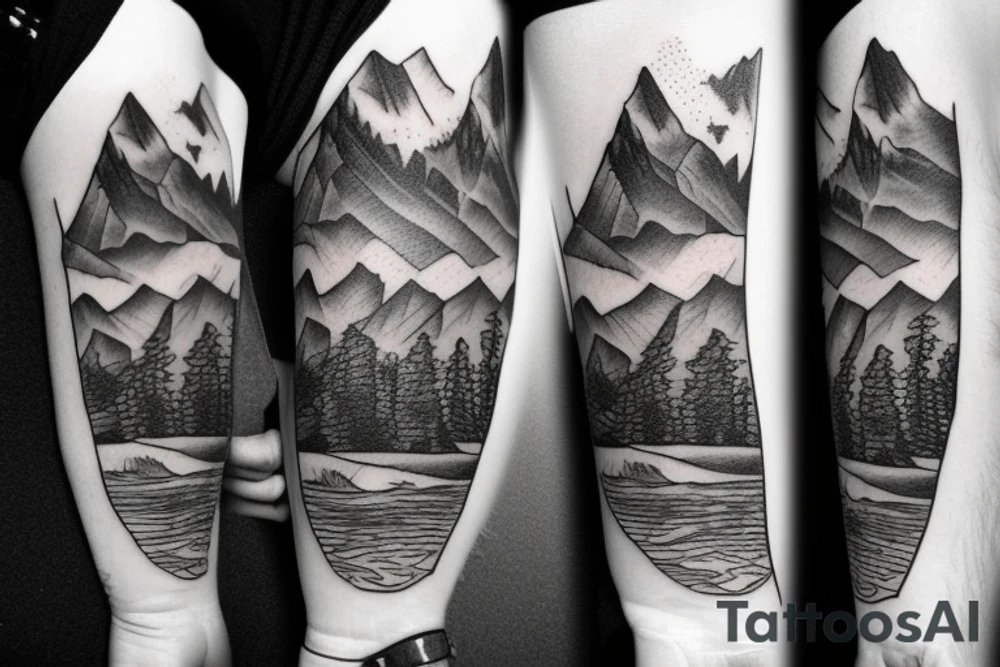 forearm ideas. Mountains, rivers, cowboys tattoo idea
