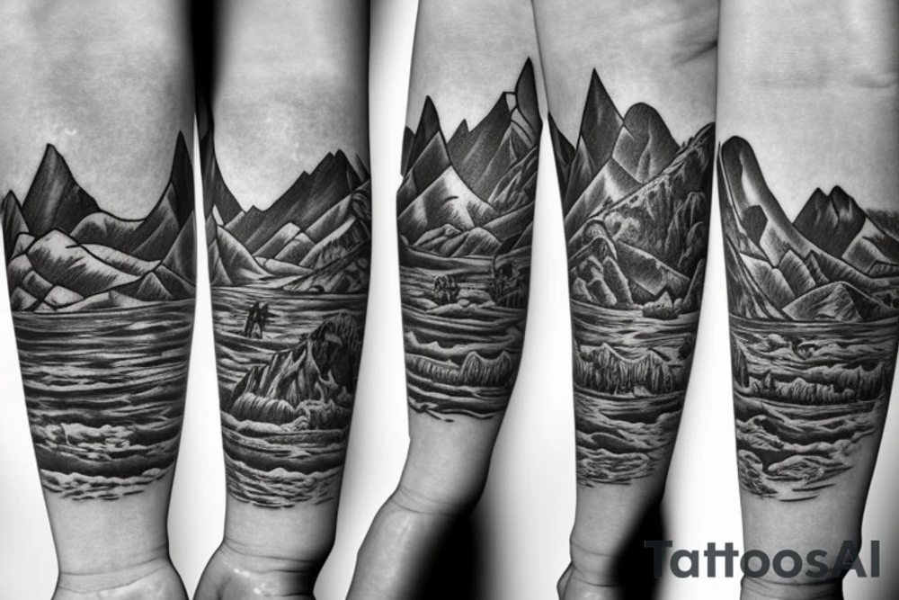 forearm ideas. mountains and cowboys tattoo idea