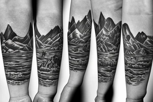 forearm ideas. mountains and cowboys tattoo idea