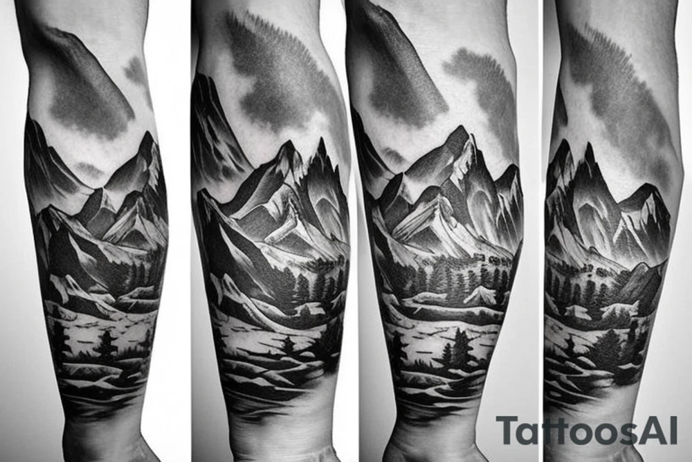 forearm ideas. mountains and cowboys tattoo idea