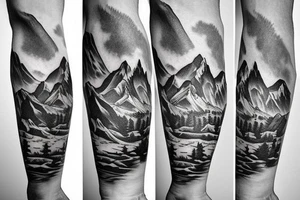 forearm ideas. mountains and cowboys tattoo idea