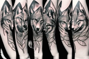 Wolf walking in the night on my right shoulder. tattoo idea