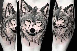 Wolf walking in the night on my right shoulder. tattoo idea