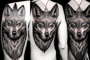Wolf walking in the night on my right shoulder. tattoo idea