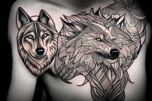 Wolf walking in the night on my right shoulder. tattoo idea