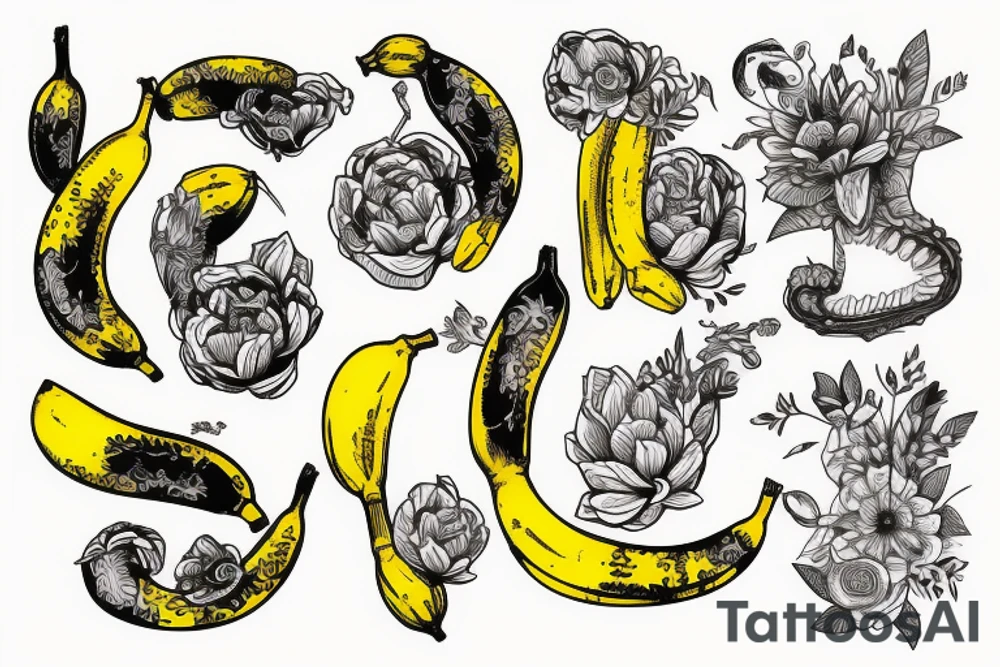 bright yellow banana on left forearm tattoo idea