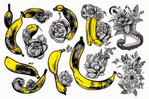 bright yellow banana on left forearm tattoo idea