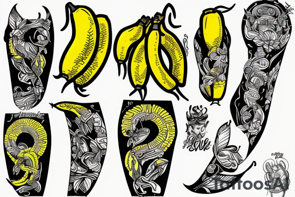 bright yellow banana on left forearm tattoo idea