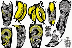 bright yellow banana on left forearm tattoo idea