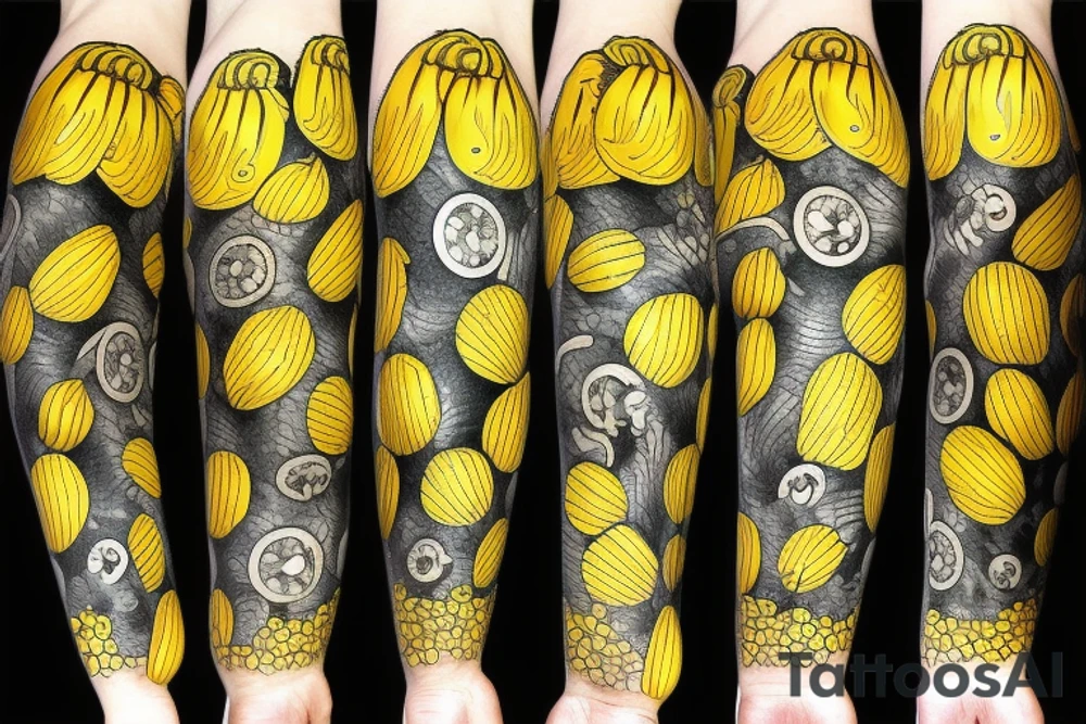 bright yellow banana on left forearm tattoo idea