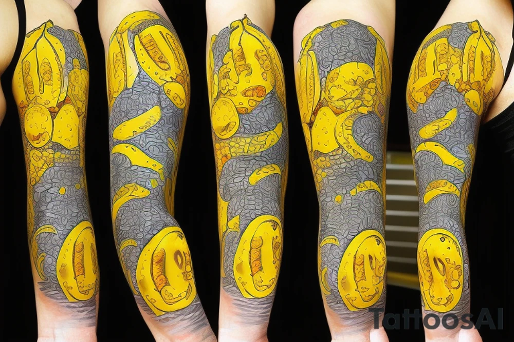 bright yellow banana on left forearm tattoo idea
