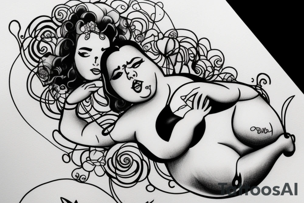 fat woman on a swing on my back tattoo idea
