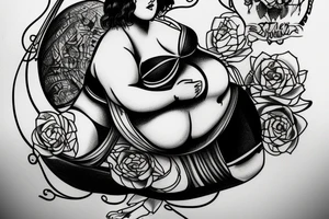 fat woman on a swing on my back tattoo idea
