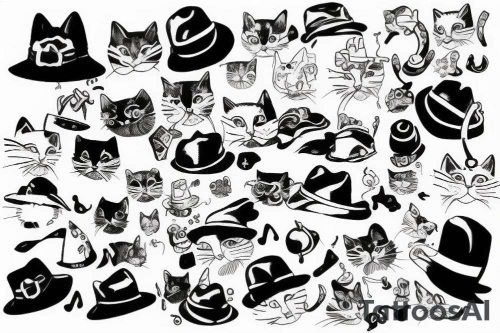 Cat with hat tattoo idea