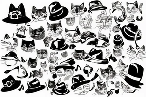 Cat with hat tattoo idea