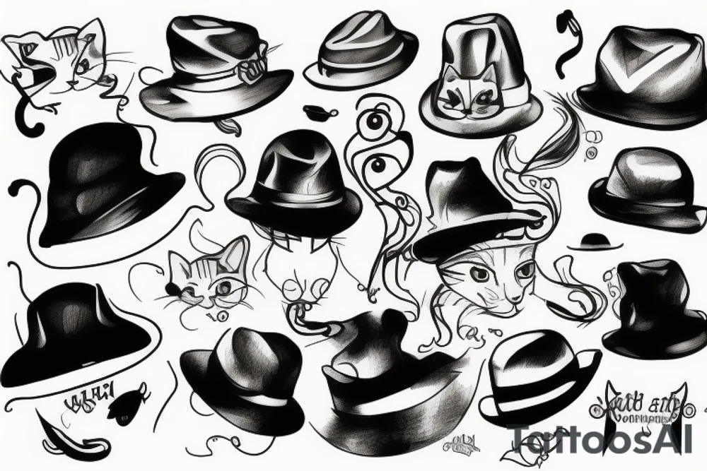 Cat with hat tattoo idea