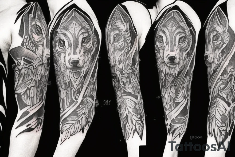 Wolf on right shoulder tattoo idea