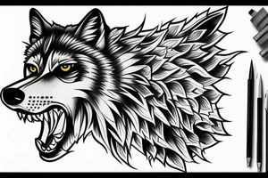 Wolf on right shoulder tattoo idea