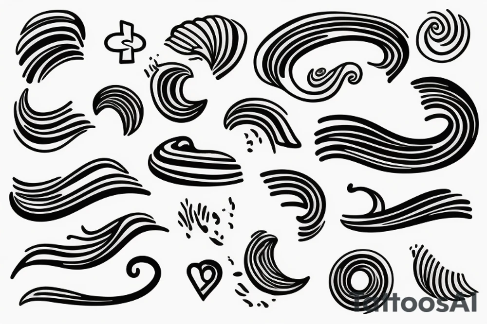 A small wave tattoo, representing the ups and downs of life and how you weather them together. tattoo idea