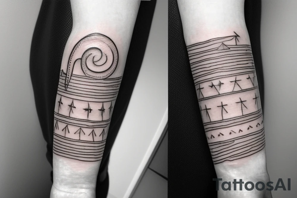 A small wave tattoo, representing the ups and downs of life and how you weather them together. tattoo idea