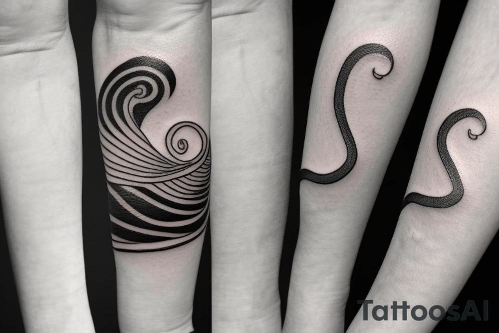 A small wave tattoo, representing the ups and downs of life and how you weather them together. tattoo idea