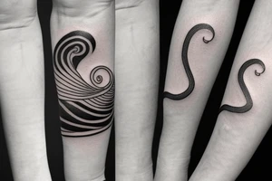 A small wave tattoo, representing the ups and downs of life and how you weather them together. tattoo idea