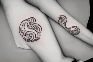 A small wave tattoo, representing the ups and downs of life and how you weather them together. tattoo idea