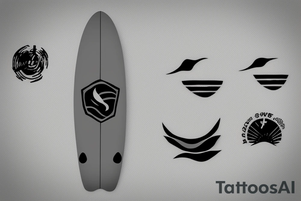 A small wave tattoo with a surfboard tattoo idea