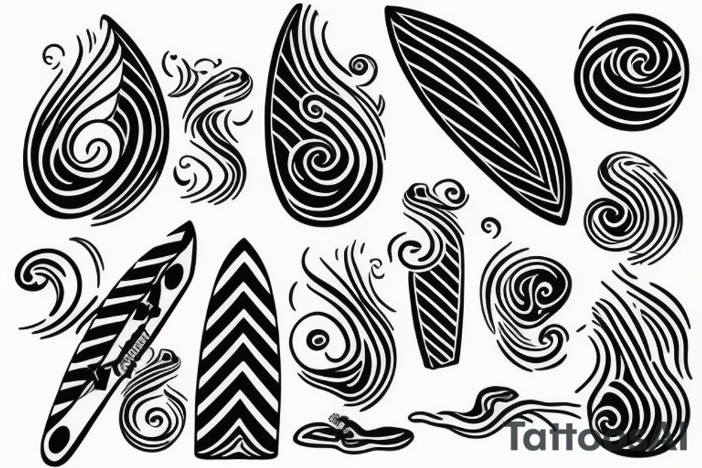 A small wave tattoo with a surfboard tattoo idea