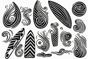 A small wave tattoo with a surfboard tattoo idea