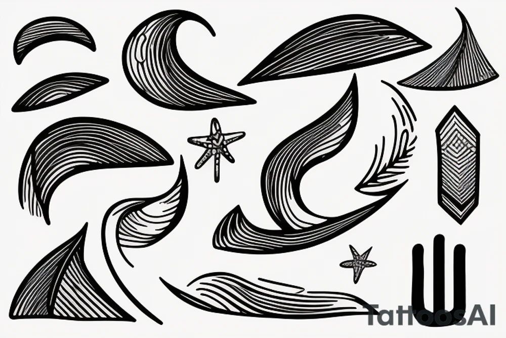 A small wave tattoo with a surfboard tattoo idea