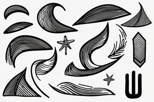 A small wave tattoo with a surfboard tattoo idea