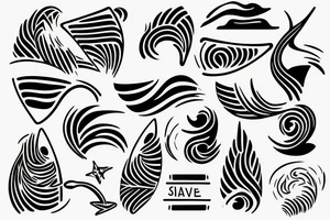 A small wave with a surfboard tattoo idea