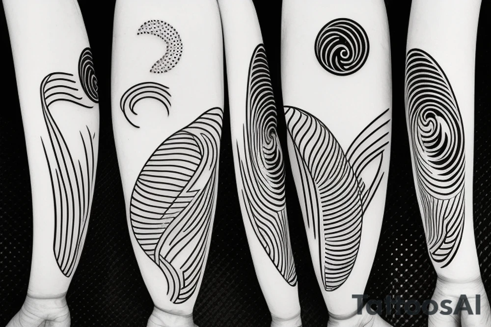 A small wave with a surfboard tattoo idea