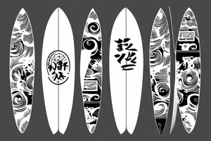 A small wave with a surfboard tattoo idea