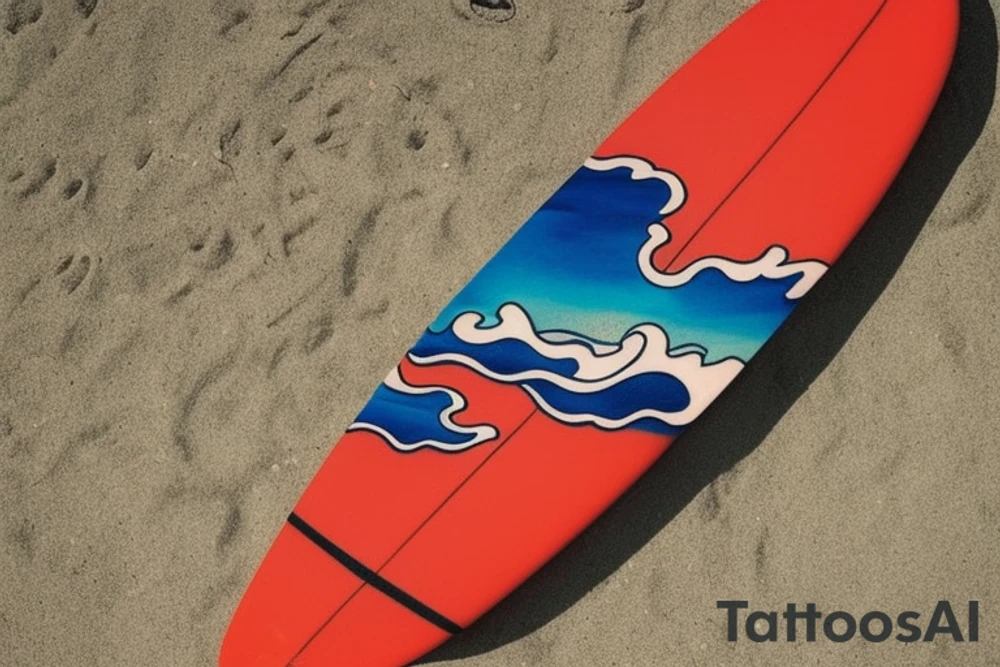 A small wave tattoo with a surfboard resting on top of it is a classic design that represents the fun and adventurous spirit of surfing. This design can symbolize the shared love of the ocean and surfing that you and your brothers share. It can also serve as a reminder of the times you spent together riding the waves and enjoying the beach. tattoo idea