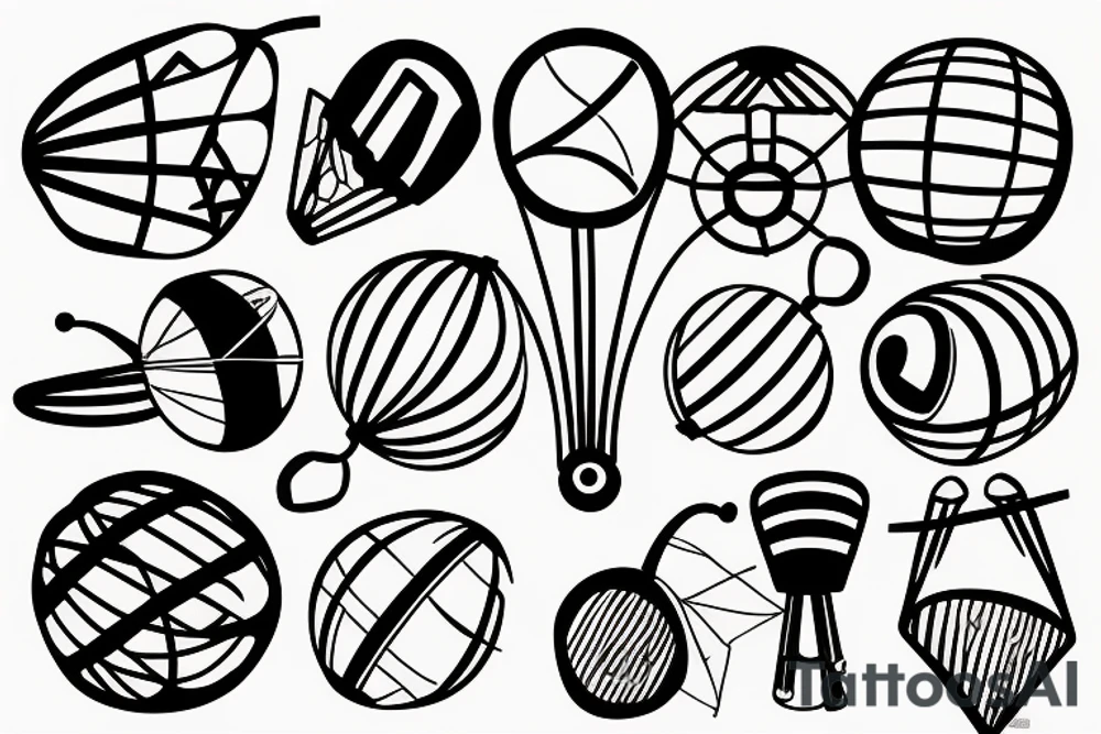 Two beach ball rackets tattoo idea