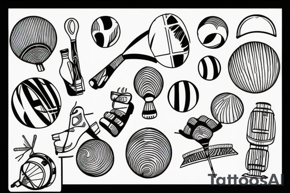 Two beach ball rackets tattoo idea