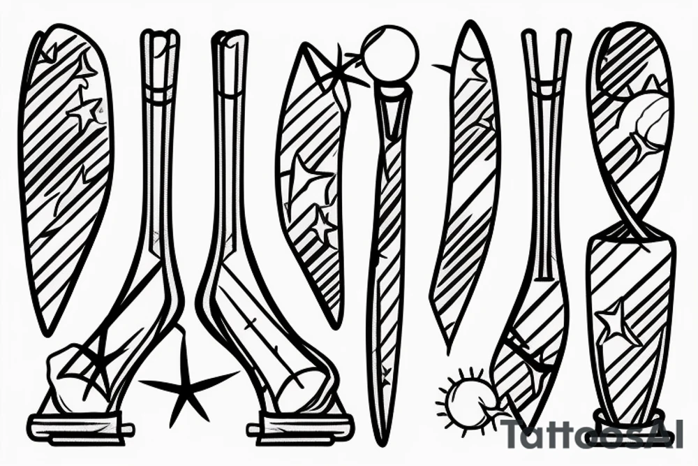 Two tennis bats on the beach tattoo idea