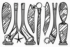 Two tennis bats on the beach tattoo idea