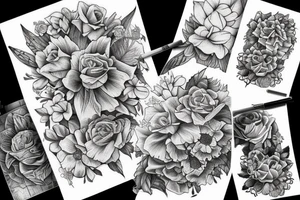 book stack, flowers, fantasy tattoo idea