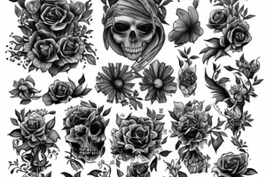 book stack, flowers, fantasy tattoo idea