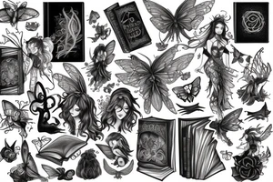 faeries, books, magic tattoo idea