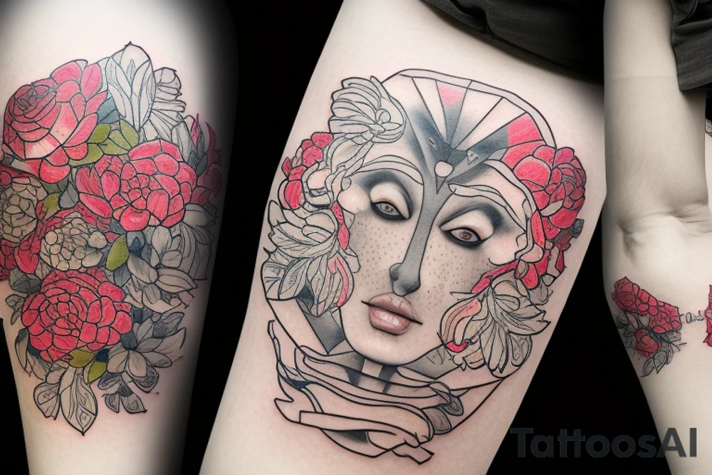 Цветы на чёрном фоне ликорис, пионы, ромашки, сакура на руку tattoo idea