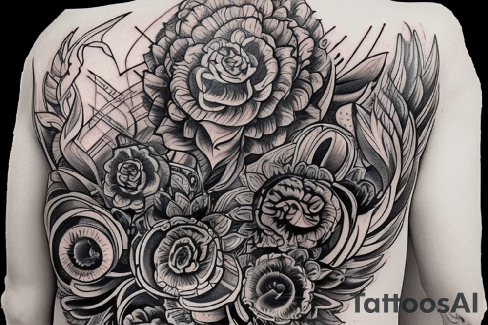 Цветы на чёрном фоне ликорис, пионы, ромашки, сакура на руку tattoo idea