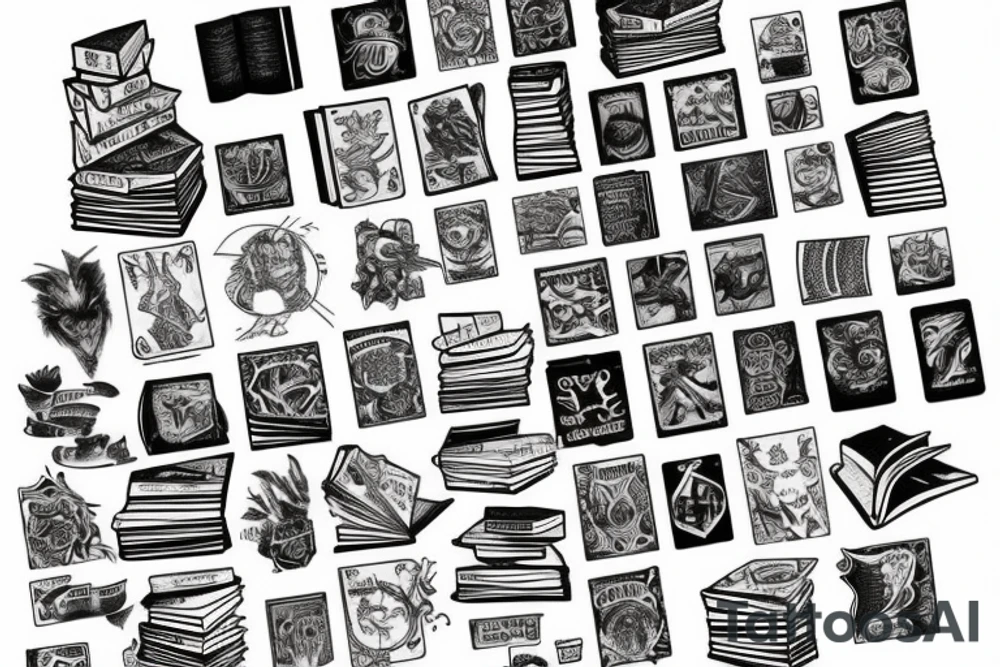 book stack, magic tattoo idea