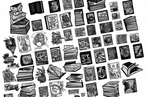 book stack, magic tattoo idea